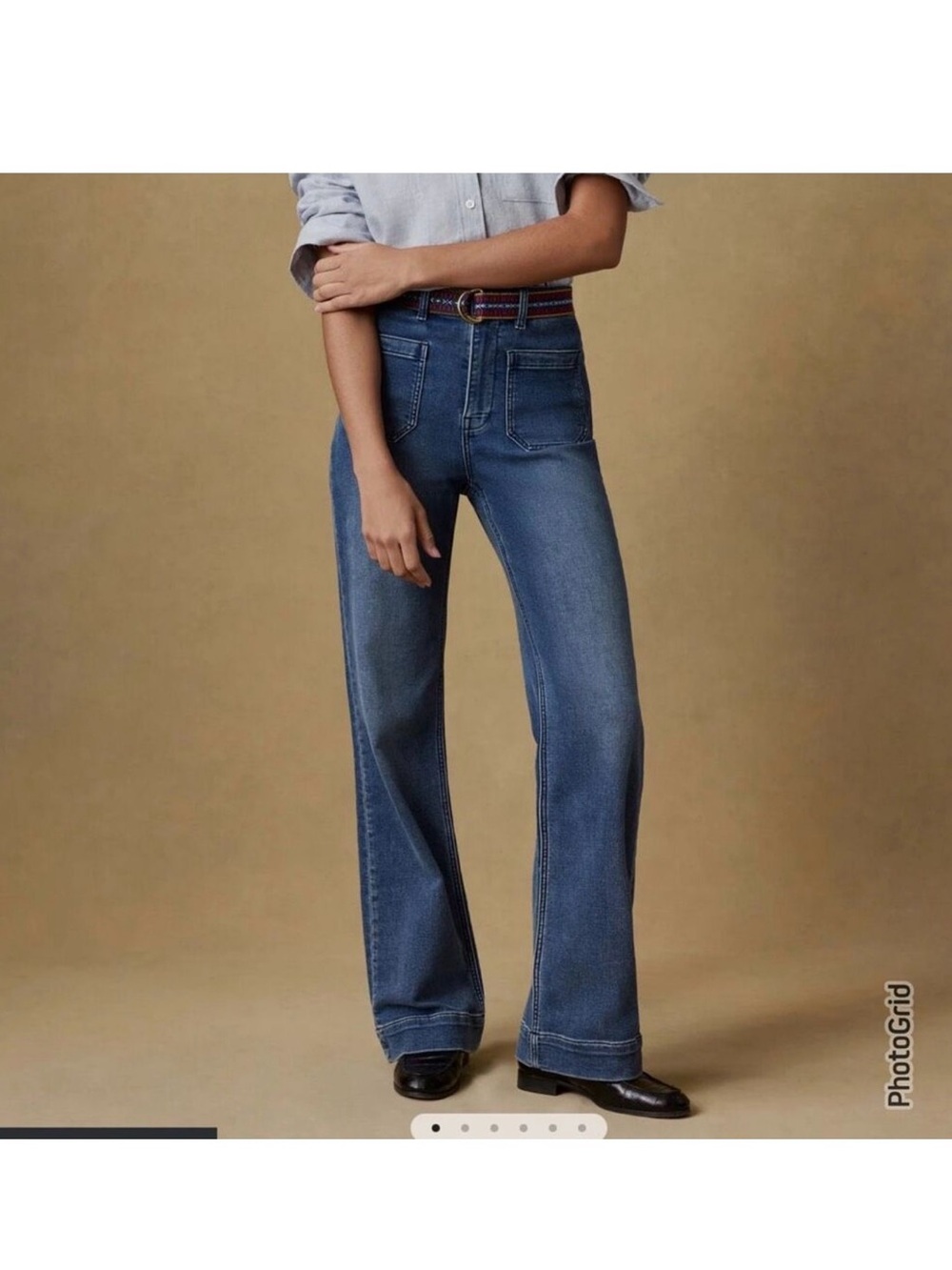 Faherty Stretch Terry Patch Pocket Jeans Flare 29 Women riverton wash